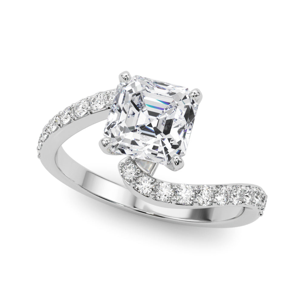 Solitaire Plus Single Row Curved Engagement Ring - Size 4.75